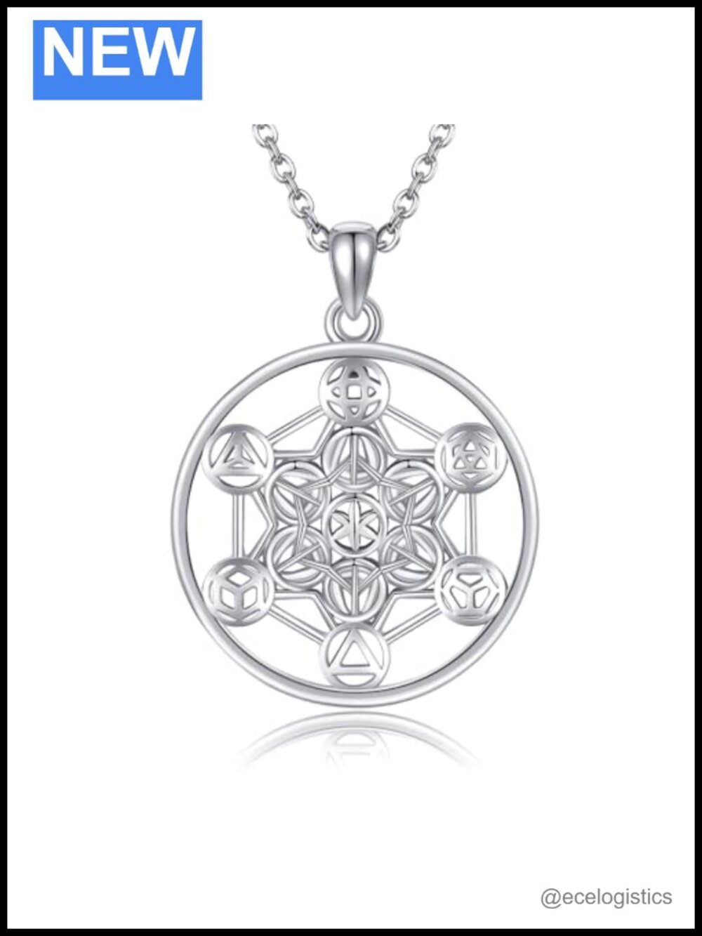 Metatron Cube Pendant Necklace 925 Sterling Silver Geometry Jewelry Gift